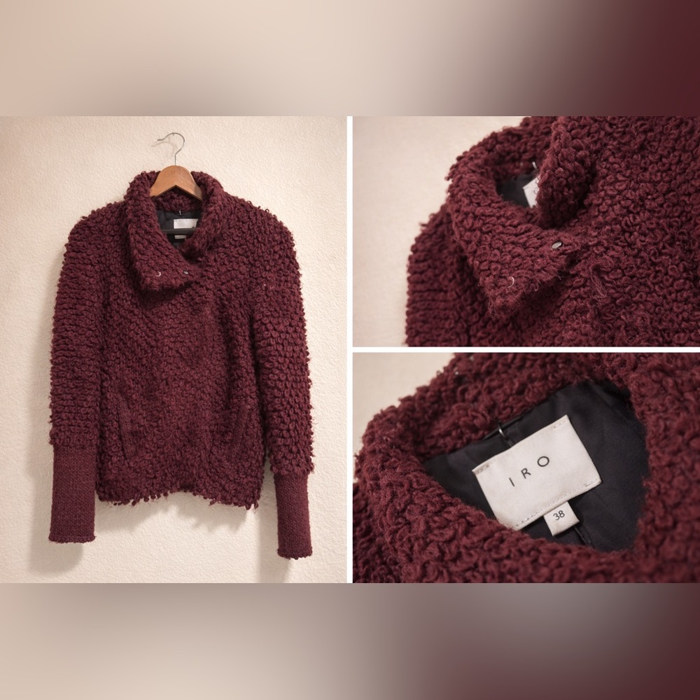 IRO Women's Deep Red Textured Turtleneck Sweater